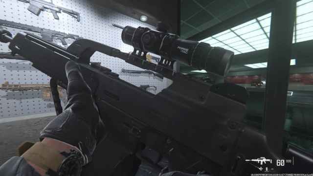 A screenshot of the Holger 26 LMG's weapon animation in Warzone's firing range.