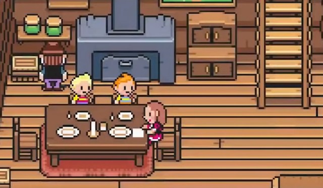 Mother 3 gameplay Lucas and Claus with their mother