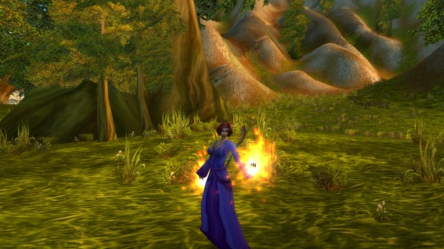 Mage casting a Fireball in WoW Classic