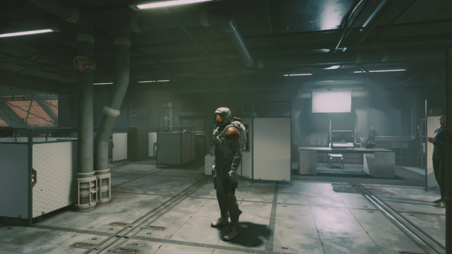 Starfield player standing alone in a building